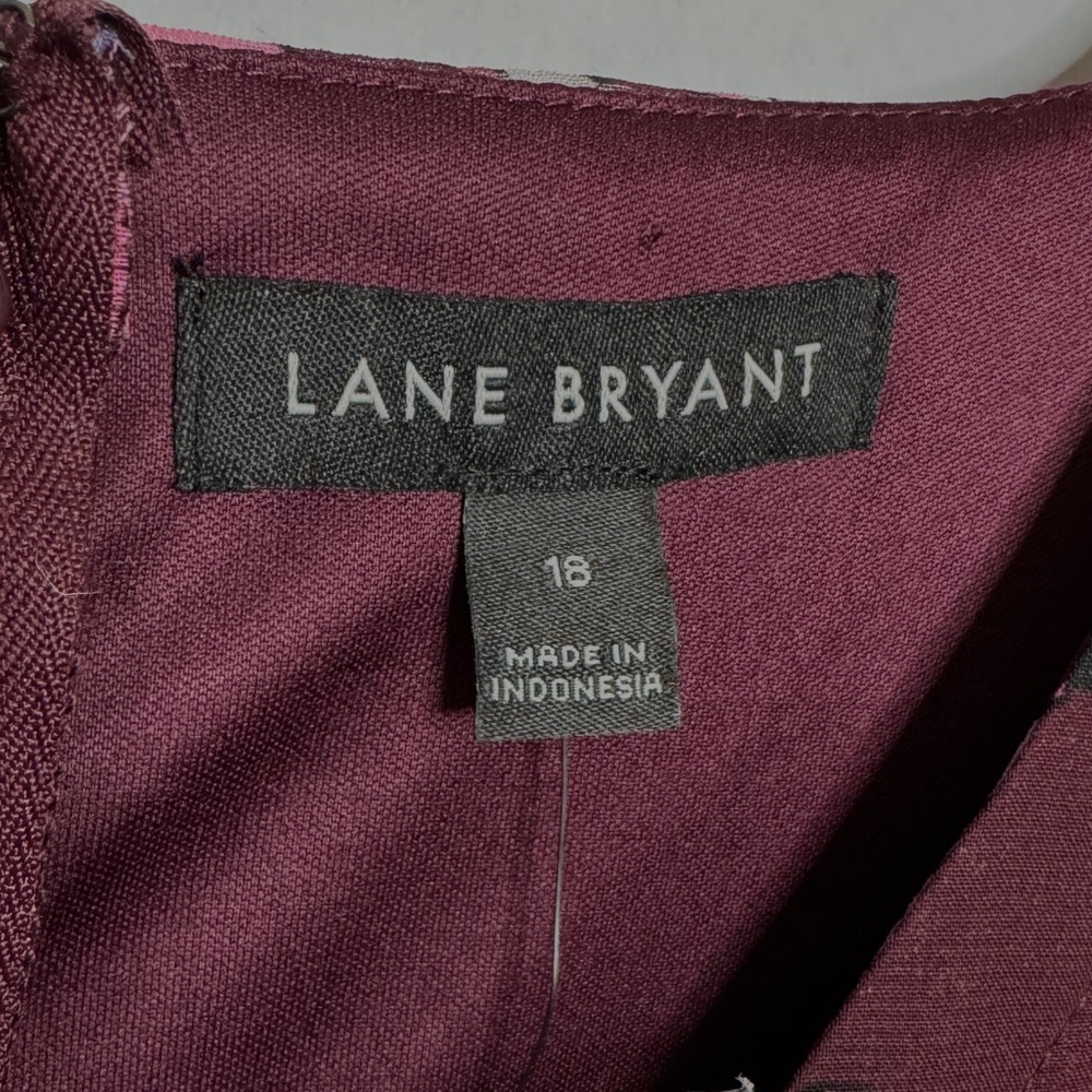 Lane Bryant Blouse Dark Floral Sheer Cranberry Plum Plus Purple Burgundy Size 18 - Picture 8 of 16